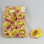 Růže hlava textil 12ks/8cm zelená/růžová - velkoobchod, dovoz květin, řezané květiny Brno